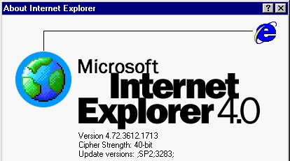 A cut of the Internet Explorer 4 'About' infobox